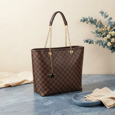 A premium Eightth Bag displayed on a slate blue surface with sophisticated cream and blue accents in a professional studio se